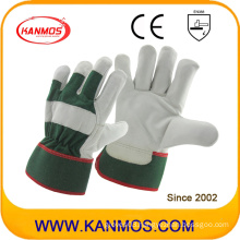 Green Industrial Cowhide Grain Leather Safety Work Gloves (12004)